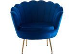 Loungesessel SALESFEVER "Clam - Design Cocktailsessel", blau (dunkelblau), B:69cm H:77cm T:57cm, Samt (100% Polyester), Metall, Sessel, Loungesessel, Prachtvoll extravagantes Design im Muschel-Look