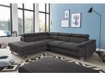 Ecksofa COTTA "Komaris L-Form, B: 249 cm", braun (mud), B:249cm H:72cm T:100cm, Microfaser PRIMABELLE (100% Polyester);Kunstleder SOFTLUX;Feinstruktur (100% Polyester);Kunstleder SOFTLUX/Struktur (100% Polyester);NaturLEDER, Sofas, Ecksofa, mit Kopfteilverstellung, optional Bettfunktion, Bettkasten & Licht