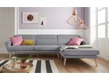 Ecksofa OTTO HOME "Bille L-Form", grau (hellgrau), B:302cm H:86cm T:178cm, Samtoptik (100% Polyester);Luxus-Microfaser weich (100% Polyester);Struktur (100% Polyester);Struktur fein (100% Polyester), Sofas, Ecksofa, mit Naht im Rückenkissen und Beinen aus Eichenholz