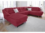 Wohnlandschaft SIT & MORE "Salsa U-Form", rot (bordeaux), B:333cm H:86cm T:205cm, Struktur (100% Polypropylen);Bedruckte Microfaser (100% Polyester);Luxus-Microfaser ALTARA NUBUCK (100% Polyester), Sofas, Wohnlandschaft, mit Federkern, wahlweise mit Bettfunktion
