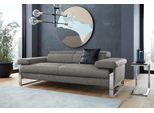 2-Sitzer W.SCHILLIG "finn", grau (grau s22), B:210cm H:71cm T:106cm, Flachgewebe S22 (100% Polyester);Stoff S37 (100% Polyester);Longlife Xtra-Leder Z59: Glattleder mit modischer Prägung. Hautstärke 0, 9 - 1, 1 mm, Sofas, 2-Sitzer, German Design Award 2016, Fußgestell Chrom glänzend, Breite 210 cm