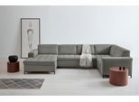 Wohnlandschaft OTTO HOME "Grazzo, aktuelle Steppung im Sitz, viel Platz, U-Form, Breite 332cm", grau (taupe), B:332cm H:80cm T:199cm, 100% Polyester (recycelt), Sofas, Wohnlandschaft, hochwertige Stoffe aus recyceltem Material, Steppung im Sitzbereich