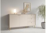 Kommode HOME AFFAIRE "ROMELIS Sideboard mit 3 Schubladen und 2 Türen, B/T/H: 156/40,5/89 cm", beige, B:156,2cm H:89,2cm T:40,5cm, Melamin, Sideboards, Kommode, Beige Kommode mit goldenen Griffen auf goldenen Füßen, viel Stauraum