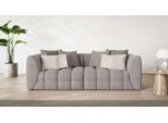 Big-Sofa S.OLIVER "COBBO 3-Sitzer Design-Sofa Bubble-Optik, Maße B/T/H: 259/126/104 cm", beige (taupe), B:259cm H:104cm T:126cm, 100% Polyester, Sofas, Big-Sofa, mit vielen Kissen, moderne Steppung und hoher Sitzkomfort