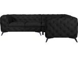 Chesterfield-Sofa HOME AFFAIRE "Ecksofa GLYNIS L-Form mit Wellenunterfederung, Maße B/T/H 323/264/75cm", grau (charcoal), B:323cm H:75cm T:264cm, Struktur (100% Polyester);Samtoptik (100% Polyester), Sofas, Chesterfield-Sofa, aufwändige Knopfheftung, moderne Chesterfield Optik, Fußfarbe wählbar