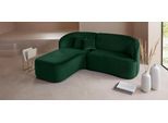 Ecksofa "Dilara L-Form", grün (dunkelgrün), B:200cm H:87cm T:165cm, Struktur fein 100% Polyester);Samtoptik (100% Polyester);Bouclé (100% Polyester), LEGER HOME BY LENA GERCKE, Sofas, Ecksofa, gerundete Rückenlehne und Front, in 3 Bezugsqualitäten