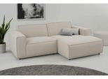 Ecksofa HOME AFFAIRE "Avelin, 228 cm, L-Form, Chenille, Struktur-Boucle", beige (sand), B:228cm H:75cm T:156cm, 100% Polyester, Sofas, Ecksofa, mit Wellenunterfederung, Kedernaht, bodentief, Skandi-Design