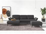Ecksofa HOME AFFAIRE "Coco L-Form", grau, B:284cm H:88cm T:196cm, 100% Polyester, Sofas, Ecksofa, Sitztiefen-, Arm- und Kopfteilverstellung, Cord-Bezug, Fußhöhe 15 cm