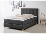 Boxspringbett HOME AFFAIRE "Moulay", grau (anthrazit), B:154cm L:211cm, Komplettbetten, Boxspringbett, inkl. Topper, in 3 Härtegraden, TFK auch in Härtegrad 4