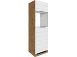 Backofen/Kühlumbauschrank KOCHSTATION "KS-Luhe", weiß (weiß matt, wotaneiche), B:60cm H:200cm T:60cm, MDF, Schränke, Backofen/Kühlumbauschrank, 60 cm breit, hochwertige MDF-Fronten mit waagerechter Lisene