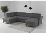 Wohnlandschaft HOME AFFAIRE "Glendale, U-Form", grau, B:321cm H:84cm T:193cm, 90% Polyester, 10% Polyamid, Sofas, Wohnlandschaft, inkl. Kopfteilverstellung, wahlweise mit Vorziehsitz und Bettkasten