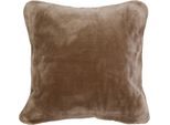 Dekokissen GÖZZE "Premium Cashmere-Feeling Kissen", grau (taupe, unifarben), B:50cm H:10cm L:50cm, Polyester, Dekokissen_Sitzkissen_Kissenhüllen, Dekokissen, 50x50cm,passend zur Premium Cashmere-Feeling Decke,Kissenhülle&Füllung