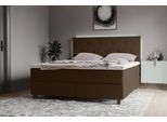 Boxspringbett HOME AFFAIRE "Alenika", braun (choco), B:161cm L:208cm, 100% Polyester, Komplettbetten, Boxspringbett, mit LED - Beleuchtung, mit Taschen-Federkernmatratze