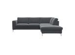 Ecksofa FLEXLUX "Fiore, L-Form", grau (soft grau), B:241cm H:85cm T:225cm, 100% Polyester, Sofas, Ecksofa, breite Armlehnen, Füße alufarben, B/T 241/225 cm, Kaltschaum im Sitz