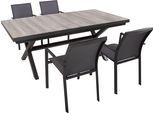 Garten-Essgruppe GARDEN PLEASURE "Tischgruppe »RANA Set 08«", grau (mittelgrau, dunkelgrau), Edelstahl, Kunststoff, Sitzmöbel-Sets, Garten-Essgruppe, 4 Stühle (stapelbar), Tisch LxB: 202x100 cm