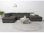 Wohnlandschaft HOME AFFAIRE "Alberto U-Form", braun (mokka), B:350cm H:73cm T:228cm, Luxus-Microfaser in Lederoptik (100% Polyester);Microfaser in Antiklederoptik (100% Polyester);Luxus-Microfaser Vintageoptik (100% Polyester);Luxus-Microfaser weich (90%Polyester 10%Polyamid), Sofas, Wohnlandschaft, mit Kopfteilverstellung, wahlweise mit Bettfunktion