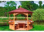 Garten-Essgruppe PROMADINO, braun, B:132cm H:72cm T:116cm, Massivholz, Sitzmöbel-Sets, Garten-Essgruppe, für Pavillon Palma, BxTxH: 132x116x72 cm