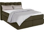 Boxspringbett HOME AFFAIRE "Océane", grün (olive), B:150cm L:221cm, Komplettbetten, Boxspringbett, Bodenfrei- wirkt freischwebend, verschiedene Härtegrade (auch H4)