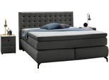 Boxspringbett JOCKENHÖFER GRUPPE "Jessica inklusive 9cm Kaltschaum-Topper", grau (dunkelgrau 474, 29), B:192cm L:214cm, Bezug Bett: 100% Polyester;Topper und Matratzenspiegel: 100% Polyester, Komplettbetten, Boxspringbett, und 7-Zonen-TTFK-Matratze (H3,H3/H4 oder H4), Liegefläche 180x200cm