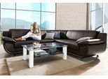 Ecksofa TRENDMANUFAKTUR "Rondo wahlweise mit Schlaffunktion, 267x247 cm (BxT), breite Armlehnen", braun, B:267cm H:85cm T:247cm, Kunstleder SOFTLUX;Microfaser PRIMABELLE (100% Polyester);NaturLEDER (echtes Rindsleder);Struktur (54% Polyacryl, 46% Polyester), Sofas, Ecksofa, L-Form, wahlweise mit Federkern bestellbar, Füße schwarz