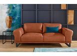 2,5-Sitzer W.SCHILLIG "montanaa", braun (cognac z69), B:212cm H:78cm T:94cm, Sofas, 2 5-Sitzer, mit Metallkufen in Schwarz pulverbeschichtet, Breite 212 cm