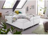 Boxspringbett "Holland", weiß, B:202cm L:201cm, Microvelours (100% Polyester), WESTFALIA SCHLAFKOMFORT, Komplettbetten, Boxspringbett, ohne Kopfteil, frei im Raum stellbar
