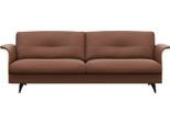 3-Sitzer FLEXLUX "Glow Designsofa, bequem und komfortabel durch hochwertigen Sitzaufbau", braun (old chesnut), B:224cm H:81cm T:91cm, 100% Echteder, Sofas, 3-Sitzer, Skandinavisches Design, hochwertige Verarbeitung, Armlehne walnuss