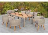 Garten-Essgruppe MERXX "Imperia", beige, Aluminium, Kunststoff, Massivholz, Sitzmöbel-Sets, Garten-Essgruppe, inkl. Auflagen