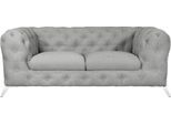 Chesterfield-Sofa HOME AFFAIRE "Amaury", silber, B:185cm H:75cm T:99cm, Struktur (100% Polyester9;Samtoptik (100% Polyester), Sofas, Chesterfield-Sofa, aufwändige Knopfheftung, moderne Chesterfield Optik, Fußfarbe wählbar