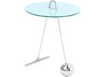 Beistelltisch KAYOOM "Pendulum 525, mit runder Tischplatte", bunt (silber, weiß), B:46cm H:60cm T:46cm, Stahl, Glas, Tische, Beistelltisch, Marmoroptik, Gestell im Pendel-Design, praktisch tragbar