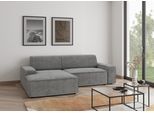 Ecksofa TRENDMANUFAKTUR "Graz, wahlweise mit Sitzvorschub und Bettkasten, L-Form, Breite 246 cm", blau (betongrau), B:246cm H:73cm T:162cm, 92% Polyester, 8% Polyamid, Sofas, Ecksofa, in Cord-, haustierfreundlichem LEO Struktur- oder LUMOS-3D-Bezug