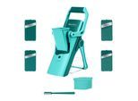 Gemüseschneider GENIUS "Nicer Dicer Mando, Zerkleiner, 10-tlg.", blau (schwarz petrol), B:12cm H:40cm T:13cm, Zerkleinerer, Gemüseschneider, sicher und präzise