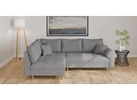 Ecksofa HOME AFFAIRE "CHARRE L-Form mit Ottomane, Maße B/T/H: 231/161/81 cm", grau, B:231cm H:81cm T:161cm, 92% Polyester, 8% Nylon, Sofas, Ecksofa, feine Steppung, lose Rücken- und Zierkissen, auch in Cord und Bouclé