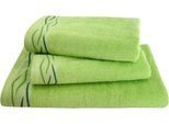 Handtuch Set DYCKHOFF "Wave", grün, 3 Stk., Frottier, Frottier, Obermaterial: 100% Baumwolle, Handtuch-Sets, Handtuch Set, mit Jacquard-Bordüre;4 Handtücher (50x100cm), 2 Duschtücher (70x140cm)