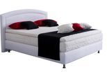 Boxspringbett, weiß, B:134cm L:210cm, Bezug Unterbox und Kopfteil: Mikrovelours, strapazierfähig und pflegeleicht (100% Polyester);Bezug Obermatratze: 100% Polyester, waschbar bis 60C;Bezug Topper: 100% Polyester, waschbar bis 60C, WESTFALIA SCHLAFKOMFORT, Komplettbetten, Boxspringbett, mit Topper