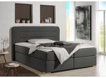 Boxspringbett HOME AFFAIRE "Manchester", grau (anthrazit), B:180cm L:208cm, Strukturstoff-Bezug (100% Polyester), Komplettbetten, Boxspringbett, 5 Breiten, 3 Ausführungen, 2 Härtegraden, Topper, Steppung
