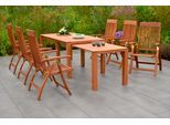 Garten-Essgruppe MERXX "Comodoro", braun (braun, braun, braun), Massivholz, Sitzmöbel-Sets, Garten-Essgruppe, 7 Klappsessel, 5-fach verstellbar, Ausziehtisch
