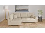Ecksofa HOME AFFAIRE "CHARRE L-Form mit Ottomane, Maße B/T/H: 231/161/81 cm", beige, B:231cm H:81cm T:161cm, 100% Polyester, Sofas, Ecksofa, feine Steppung, lose Rücken- und Zierkissen, auch in Cord und Bouclé