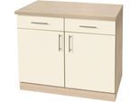 Unterschrank WIHO KÜCHEN "Kiel", beige (front: magnolia, korpus: sonoma eiche), B:100cm H:85cm T:50cm, Schränke, Unterschrank, 100 cm breit, in Tiefe 50 cm