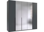 Kleiderschrank WIMEX "Mugano,in 5 Breiten,2 Höhen,2 Tiefen, viele Farben, Made in Germany", grafit, griffe schwarz, B:225cm H:208cm T:58cm, Holzwerkstoff, Schränke, Kleiderschrank, mit langen Griffen aus Metall, mit oder ohne Spiegel