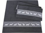 Handtuch Set DYCKHOFF "Hirschparade", grau (graphit), 3 Stk., Frottier, Frottier, Obermaterial: 100% Baumwolle, Handtuch-Sets, Handtuch Set, Made in Germany (2 Handtücher, 1 Duschtuch)