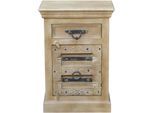 Kommode SIT "Daipur", beige (natur), B:50cm H:72cm T:35cm, Massivholz, Sideboards, Kommode, mit aufwändigen Schnitzereien versehen