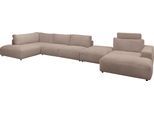 Wohnlandschaft MUSTERRING "Lucia U-Form", grau (taupe), B:504cm H:81cm T:204cm, Sofas, Wohnlandschaft, Cord-Bezug, inklusive Kopfstütze, Gesamtbreite 524 cm