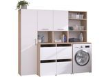 Mehrzweckschrank-Set PARISOT "Laundry 3", weiß (jackson eiche nachbildung), Spanplatte, foliert, Weiss, Jackson Eiche Nachbildung, Kastenmöbel-Sets, Mehrzweckschrank-Set