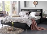 Polsterbett "Elba", schwarz, B:210cm L:210cm, Bezug Bett: Microfaser (100% Polyester) oder Strukturstoff (77% Polyester, 23% Viskose);Bonnell-Federkernmatratze: 51% Polypropylen, 39% Polyester und 10% Baumwolle;Kaltschaummatratze: 100% Polyester, Bezug abnehm- und waschbar bis 60C, WESTFALIA SCHLAFKOMFORT, Betten, Polsterbett, wahlweise mit LED-Beleuchtung