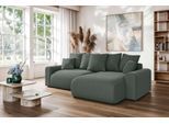 Ecksofa HOME AFFAIRE "LAKESIDE klein mit Bettfunktion und Bettkasten, B/T/H 235/142/84 cm", grün (dunkelgrün), B:235cm H:84cm T:142cm, 100% Polyester, Sofas, Ecksofa, L-Form, Recamiere beidseitig montierbar, mit Wellenunterfederung