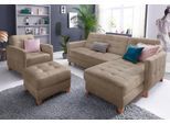 Ecksofa EXXPO - SOFA FASHION "Elio, kompakt, bequem & zeitloses Design, Breite 217cm, L-Form", braun (cappuccino), B:217cm T:157cm, Luxus-Kunstleder;NaturLEDER (echtes Rindsleder) in Sitz und Rücken. Korpus in passendem Kunstleder SOFTLUX bezogen, Sofas, Ecksofa, wahlweise mit Bettfunktion
