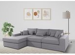 Ecksofa OTTO HOME "Enid L-Form", grau (hellgrau), B:360cm H:75cm T:190cm, Baumwollmix (60% Baumwolle/40% Leinen);Struktur fein (100% Polyester);Samtoptik (100% Polyester), Sofas, Ecksofa, 3 Teile, bestehend aus Modulen, in vielen Bezügen, auch in Breitcord