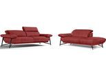 Sofa EGOITALIANO "Anais, Design mit hohem Sitzkomfort, Fußfarbe schattengrau", rot (marsala), Sofas, Luxus-Microfaser Lederoptik, Ottomane Armlehne links, Sofa, Set, Kopfteil verstellbar, Luxus-Microfaser Lederoptik, marsala