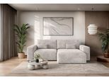 Ecksofa OTTO HOME "MATTS Schlafsofa mit Bettkasten, Maße B/T/H: 265/159/89 cm", hellbeige, B:265cm H:89cm T:159cm, 100% Polyester, Sofas, Ecksofa, L-Form mit Recamiere rechts oder links, hoher Sitzkomfort